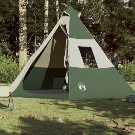 Cort de camping 7 persoane, verde, 350x350x280 cm, tafta 185t, 3 image