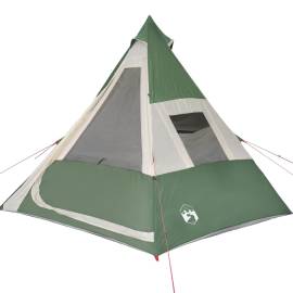 Cort de camping 7 persoane, verde, 350x350x280 cm, tafta 185t, 6 image