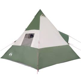 Cort de camping 7 persoane, verde, 350x350x280 cm, tafta 185t, 8 image