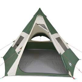 Cort de camping 7 persoane, verde, 350x350x280 cm, tafta 185t, 5 image