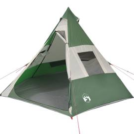 Cort de camping 7 persoane, verde, 350x350x280 cm, tafta 185t, 4 image
