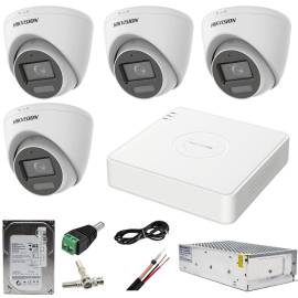 Sistem supraveghere hikvision 4 camere 5mp dual light wl 20m ir 20m dvr 4mp acusense cu accesorii incluse hdd 500gb