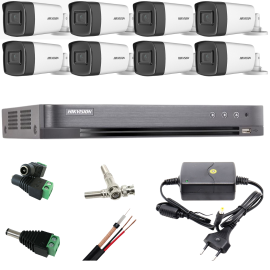 Sistem supraveghere profesional hikvision 8 camere 5mp turbo hd ir 80m