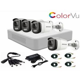 Sistem supraveghere video hikvision 4  camere 2mp colorvu fulltime full hd , accesorii incluse