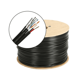 Cablu ftp autoportant cu alimentare 2x1.5, cat 5e, cupru 100%, 305m, negru tsy-ftp5e+2x1.50-mess, 2 image