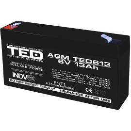 Acumulator agm vrla 6v 13a dimensiuni 151mm x 50mm x h 95mm f1 ted battery expert holland ted003010 (10)