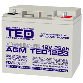 Acumulator agm vrla 12v 23a high rate 181mm x 76mm x h 167mm f3 ted battery expert holland ted003348 (2)