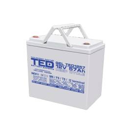 Acumulator pentru ups sau panouri fotovoltaice ted gel ba086431, 57ah, 12v, m6, ted1257 deep cycle