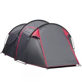 Cort camping, 2 persoane, impermeabil, cu vestibul, gri, 426x206x154 cm, 2 image