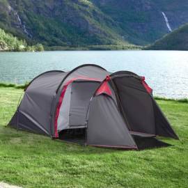 Cort camping, 2 persoane, impermeabil, cu vestibul, gri, 426x206x154 cm, 9 image