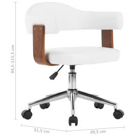 Scaun de birou pivotant, alb, lemn curbat și piele ecologică, 7 image