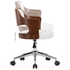 Scaun de birou pivotant, alb, lemn curbat și piele ecologică, 6 image