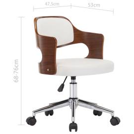 Scaun de birou pivotant, alb, lemn curbat și piele ecologică, 9 image