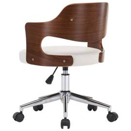 Scaun de birou pivotant, alb, lemn curbat și piele ecologică, 5 image