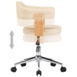 Scaun de birou pivotant, crem, lemn curbat și piele ecologică, 4 image