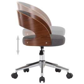 Scaun de birou pivotant, gri, lemn curbat și material textil, 6 image
