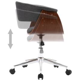 Scaun de birou pivotant, gri, lemn curbat și material textil, 5 image