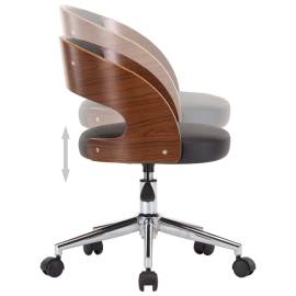 Scaun de birou pivotant, negru, lemn curbat și piele ecologică, 6 image