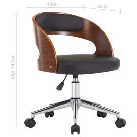 Scaun de birou pivotant, negru, lemn curbat și piele ecologică, 9 image