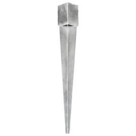 Țăruși de sol, 2 buc., argintiu, 10x10x91 cm, oțel galvanizat, 2 image