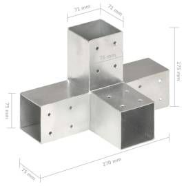 Conectori de grindă, formă x, 4 buc, 71x71 mm, metal galvanizat, 7 image