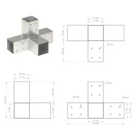 Conectori de grindă, formă x, 4 buc, 71x71 mm, metal galvanizat, 8 image