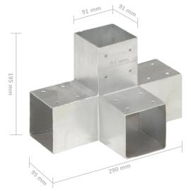 Conectori de grindă, formă x, 4 buc, 91x91 mm, metal galvanizat, 7 image