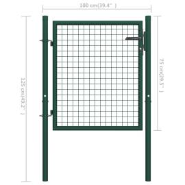 Poartă de gard, verde, 100 x 75 cm, oțel, 5 image