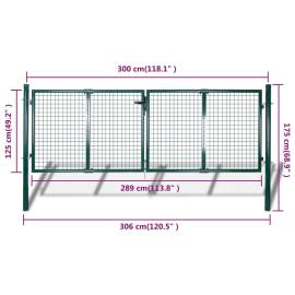 Poartă de gard din oțel, verde, 306 x 175 cm, 9 image