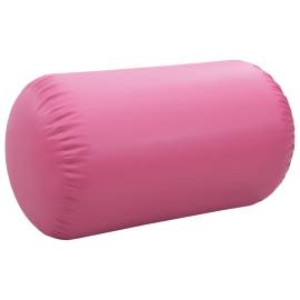 Rulou de gimnastică gonflabil cu pompă, roz, 100 x 60 cm, pvc, 4 image
