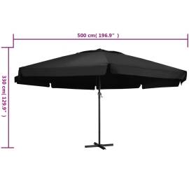 Umbrelă de soare exterior cu stâlp aluminiu, negru, 600 cm, 6 image