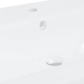 Chiuvetă încorporată cu robinet, alb, 101x39x18 cm, ceramică, 9 image