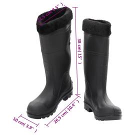 Cizme de ploaie cu șosete detașabile, negru, mărime 39, pvc, 9 image
