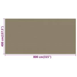 Covor pentru cort, gri taupe, 400x800 cm, hdpe, 4 image