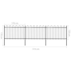 Gard de grădină cu vârf curbat, negru, 5,1 m, oțel, 5 image