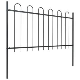 Gard de grădină cu vârf curbat, negru, 6,8 m, oțel, 2 image