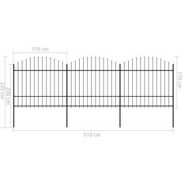 Gard de grădină cu vârf suliță, negru, 5,1 m, oțel, 5 image