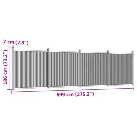 Panouri pentru gard, maro, 699x186 cm, wpc, 9 image