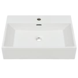 Chiuvetă cu orificiu robinet, ceramică 60,5x42,5x14,5 cm, alb, 3 image