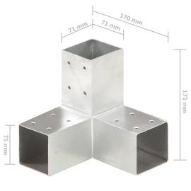 Conectori de grindă, formă y, 4 buc, 71x71 mm, metal galvanizat, 6 image