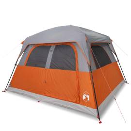 Cort de camping pentru 6 persoane, gri/portocaliu, impermeabil, 2 image