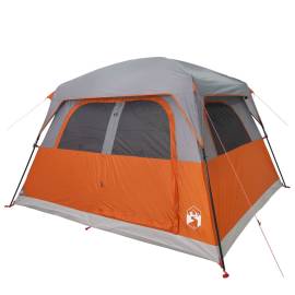 Cort de camping pentru 6 persoane, gri/portocaliu, impermeabil, 4 image