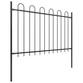 Gard de grădină cu vârf curbat, negru, 1,7 m, oțel, 2 image