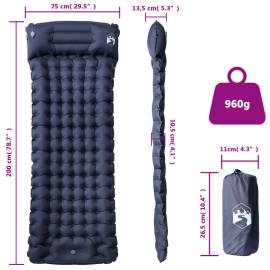 Saltea de camping auto-gonflabilă, cu pernă, 1 persoană, gri, 5 image