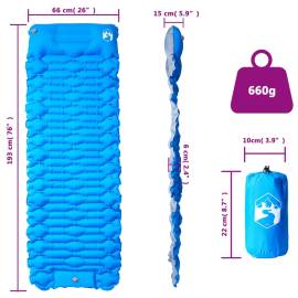 Saltea de camping auto-gonflabilă cu pernă, 1 persoană albastru, 5 image