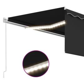 Copertină retractabilă manual cu stor & led, antracit, 4x3 m, 5 image