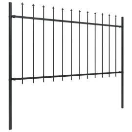 Gard de grădină cu vârf suliță, negru, 10,2 m, oțel, 2 image