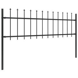 Gard de grădină cu vârf suliță, negru, 13,6 m, oțel, 2 image