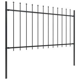 Gard de grădină cu vârf suliță, negru, 6,8 m, oțel, 2 image