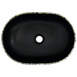 Lavoar de blat, negru și albastru, 47x33x13 cm, ceramică, oval, 6 image
